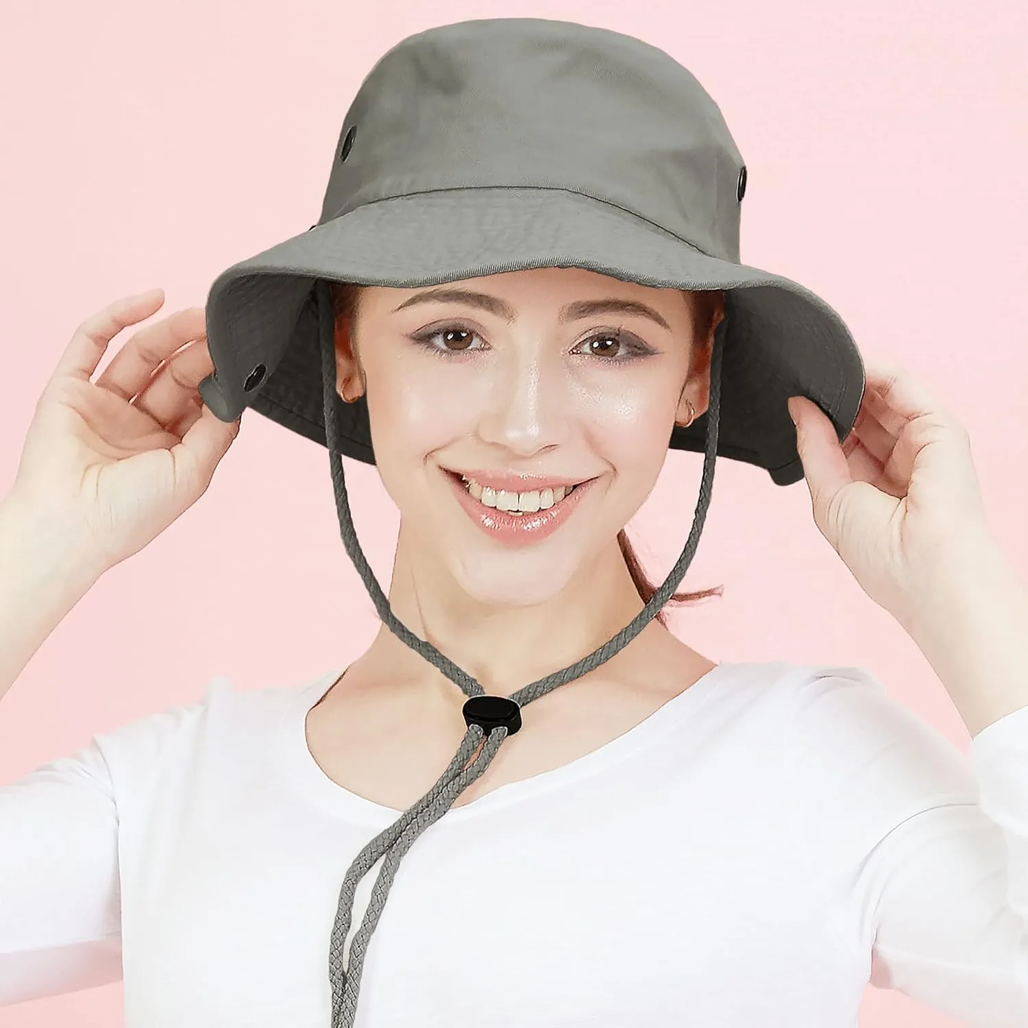The Hat Depot Cotton Stone-Washed Safari Wide Brim Foldable Double-Sided Sun Boonie Bucket Hat