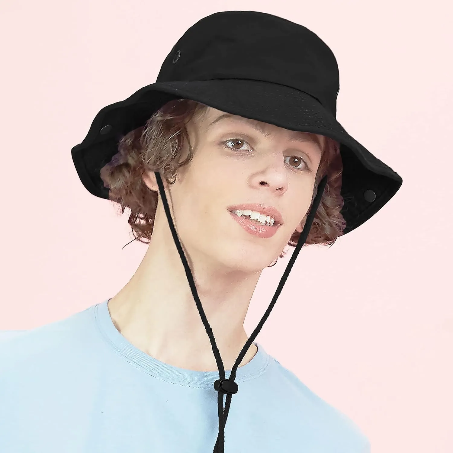 The Hat Depot Cotton Stone-Washed Safari Wide Brim Foldable Double-Sided Sun Boonie Bucket Hat