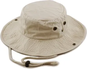 The Hat Depot Cotton Stone-Washed Safari Wide Brim Foldable Double-Sided Sun Boonie Bucket Hat
