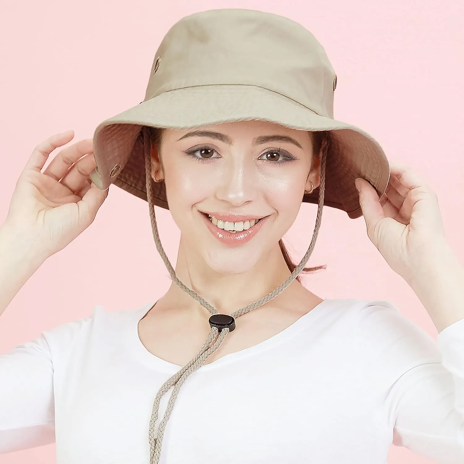 The Hat Depot Cotton Stone-Washed Safari Wide Brim Foldable Double-Sided Sun Boonie Bucket Hat
