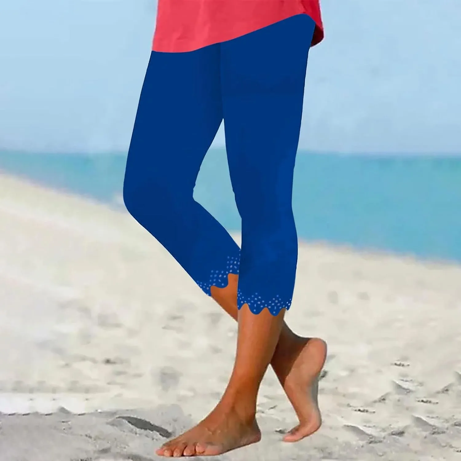 Thick High Waist Yoga Pants Length Capri Leggings 2024 Summer Cropped Pants Casual Solid Comfy Capris Casual Knee