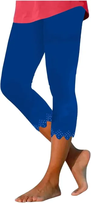 Thick High Waist Yoga Pants Length Capri Leggings 2024 Summer Cropped Pants Casual Solid Comfy Capris Casual Knee