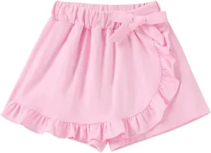 Toddler Baby Girls Skorts Skirt Little Girls Ruffle Flying Skirts Front Hem Solid Casual Stretch Skort for Baby Girls