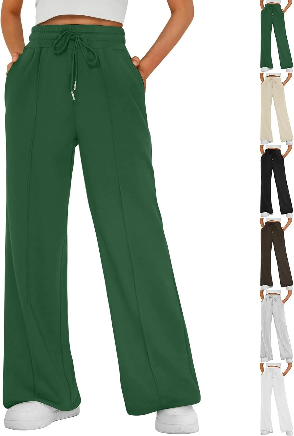 Track Pants for Women Baggy High Waisted Wide Leg Sweatpants Oversized Lightweight Lounge Pants with Pockets