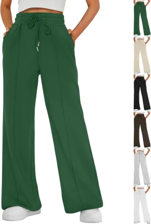 Track Pants for Women Baggy High Waisted Wide Leg Sweatpants Oversized Lightweight Lounge Pants with Pockets