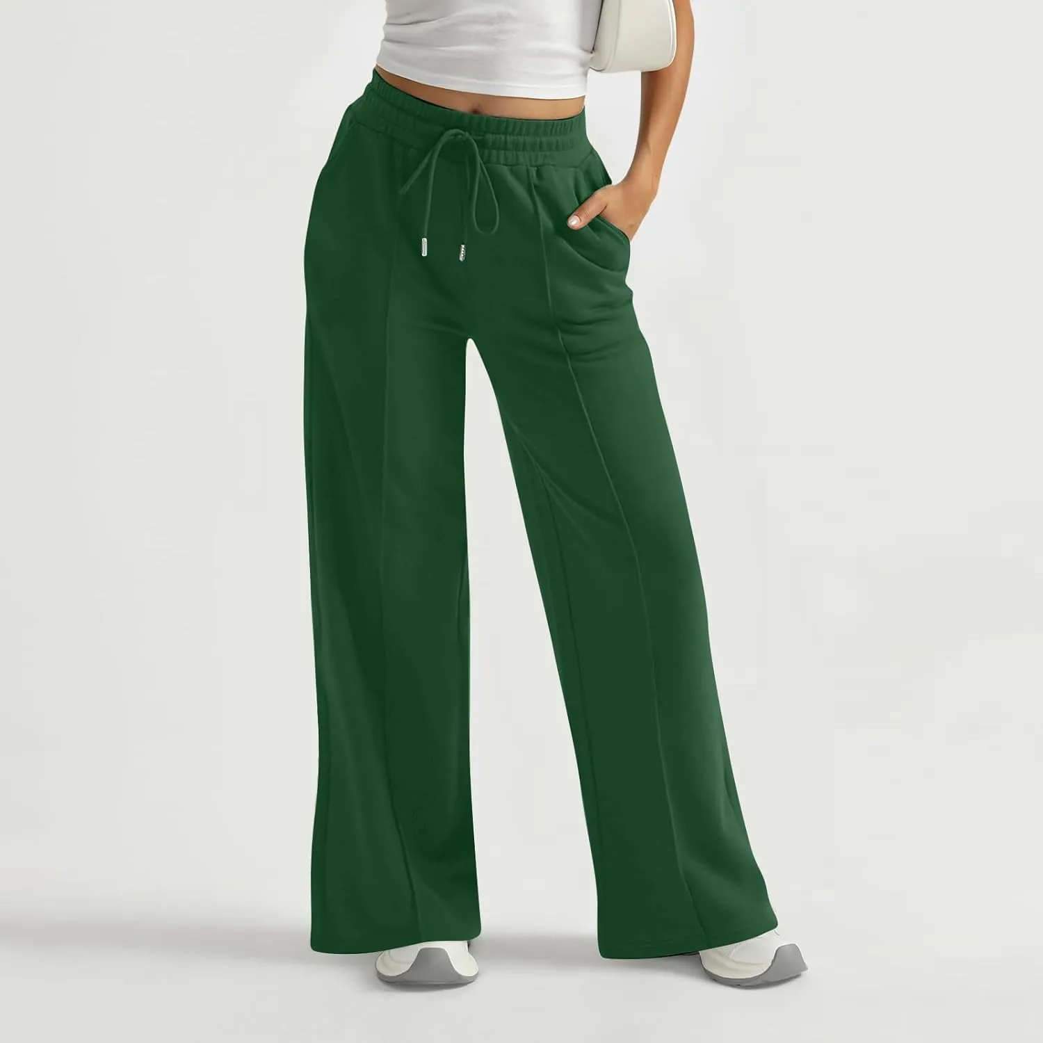 Track Pants for Women Baggy High Waisted Wide Leg Sweatpants Oversized Lightweight Lounge Pants with Pockets