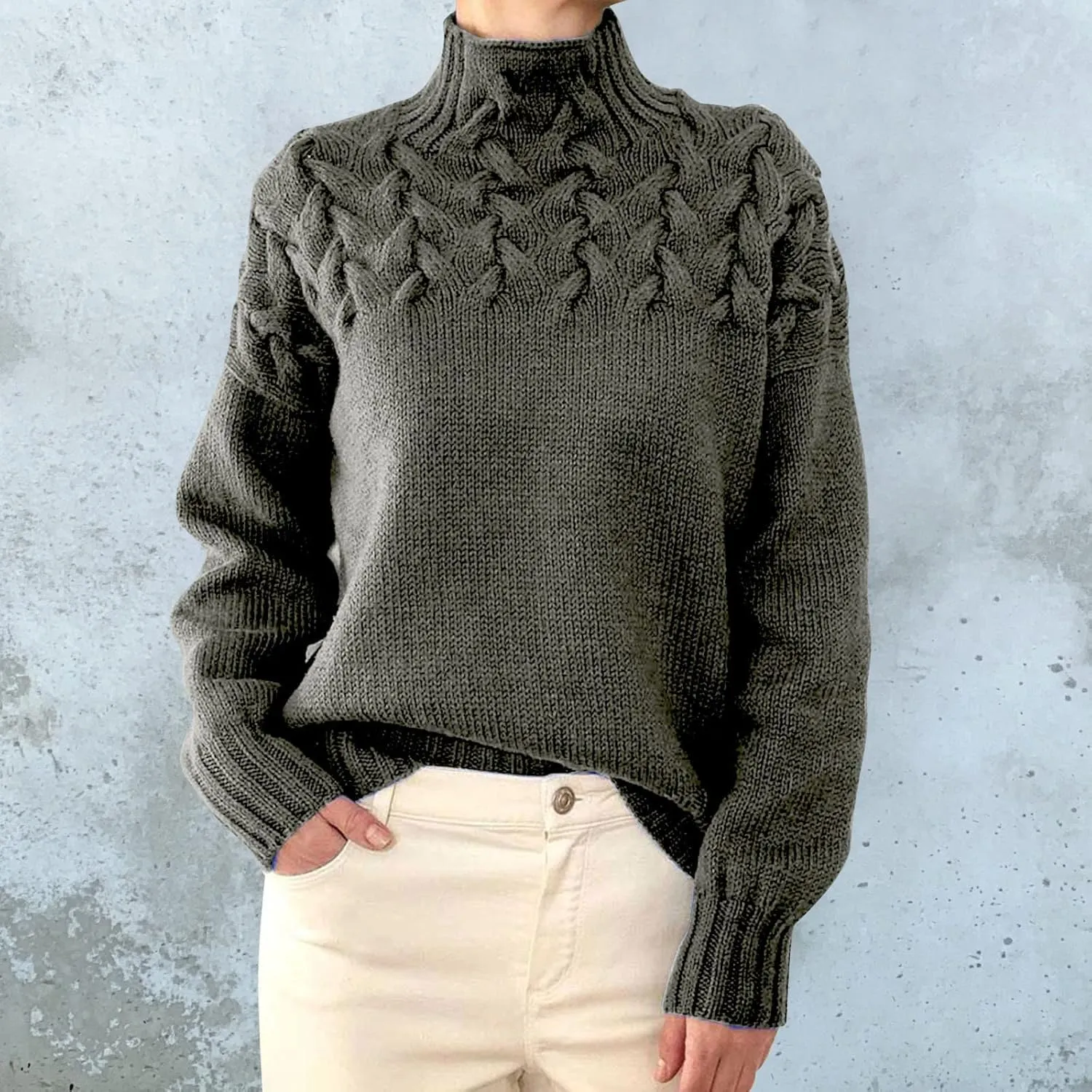 Turtleneck Sweaters for Women Pleated Front Sweatshirts Long Sleeve Crewneck Hoodies 2024 Fall Winter Warm Pullover Top