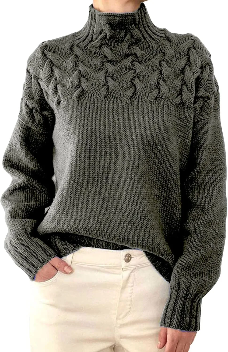 Turtleneck Sweaters for Women Pleated Front Sweatshirts Long Sleeve Crewneck Hoodies 2024 Fall Winter Warm Pullover Top