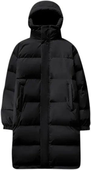 Unisex Mens Puffer Jacket Winter Thicken Waterproof Windproof Long Quilted Trench Coat Thermal Down Coats with Hood