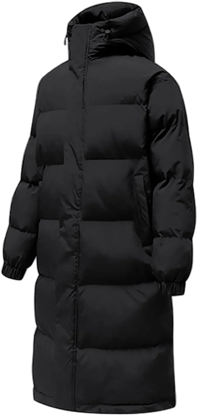 Unisex Mens Puffer Jacket Winter Thicken Waterproof Windproof Long Quilted Trench Coat Thermal Down Coats with Hood