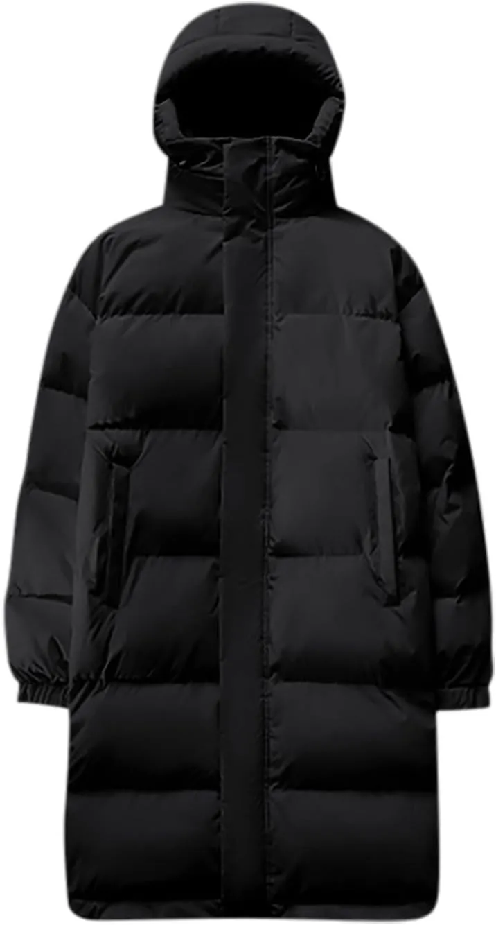 Unisex Mens Puffer Jacket Winter Thicken Waterproof Windproof Long Quilted Trench Coat Thermal Down Coats with Hood
