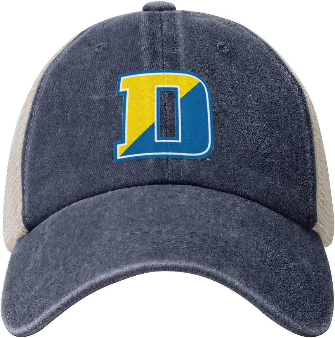 University of Delaware Logo Hat Adjustable Athletic Vintage Washed Distressed Mesh Baseball Cap