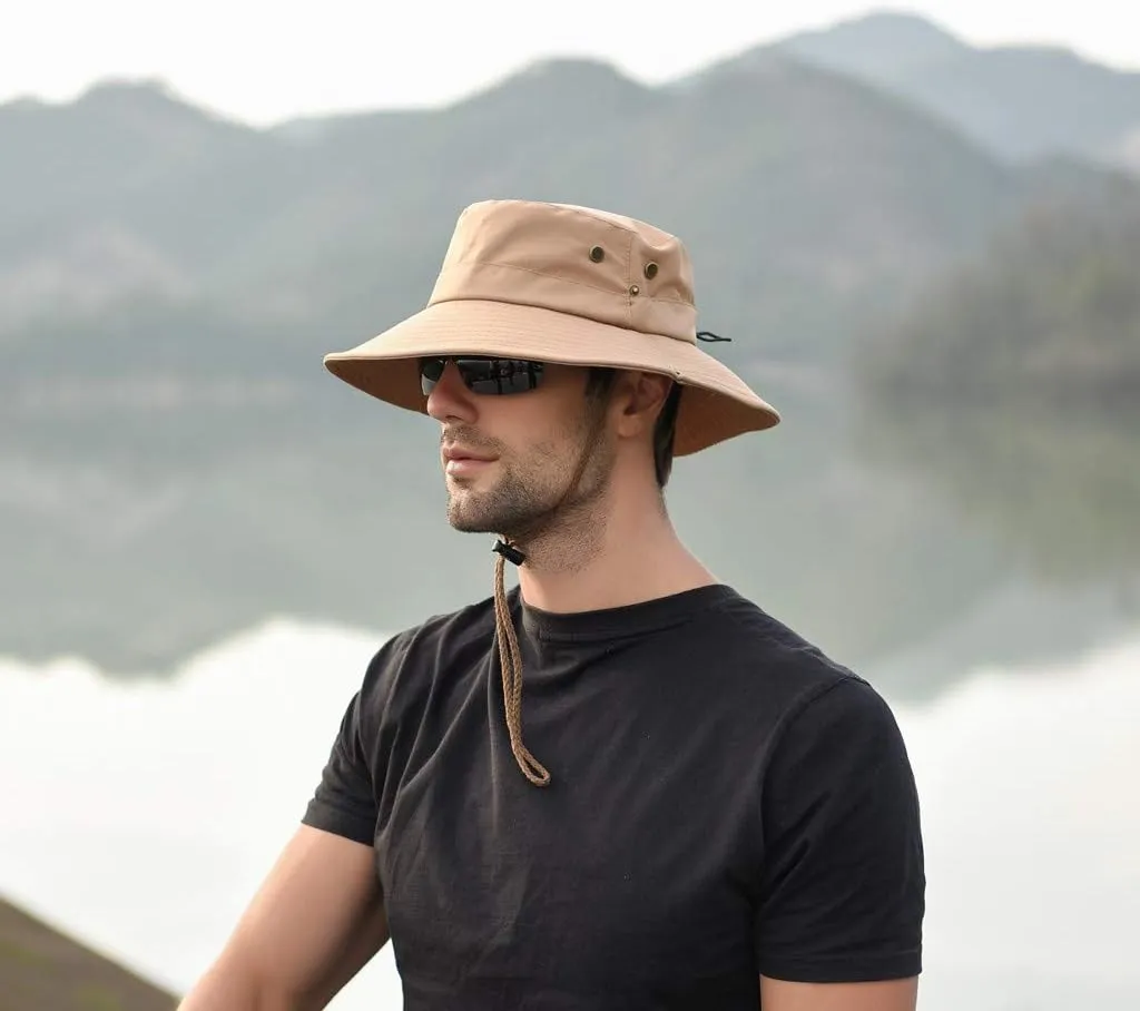UPF 50  Men's 𝐒un Hat Wide Brim Bucket Caps UV Protection Hats for Mens Womens Beach Safari Summer Golf Fishing