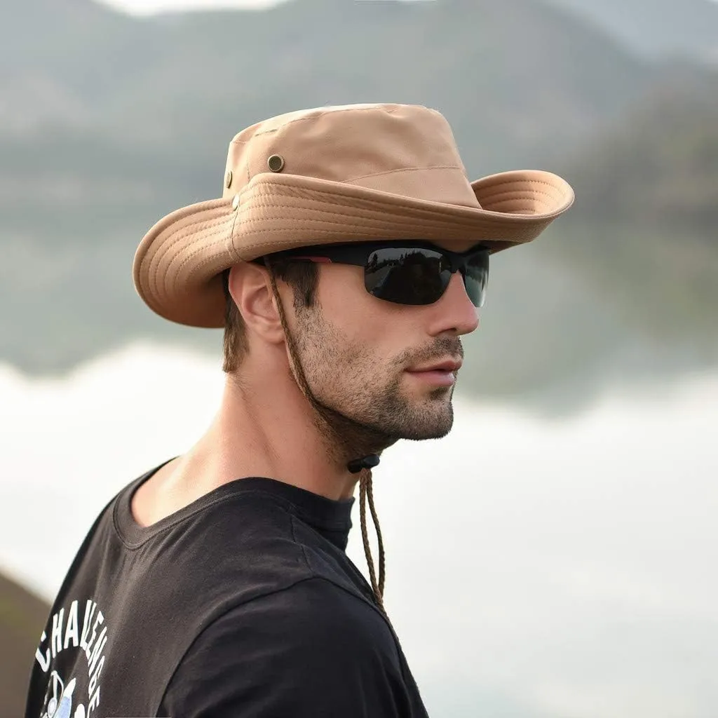 UPF 50  Men's 𝐒un Hat Wide Brim Bucket Caps UV Protection Hats for Mens Womens Beach Safari Summer Golf Fishing