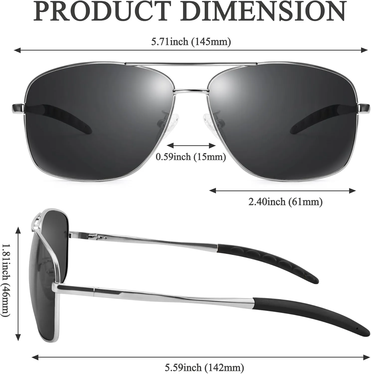 URUMQI Polarized Aviator Sunglasses for Men Women,UV400 Protection Lens, Ultra Lightweight Pilot Sun Glasses for Driving Golf