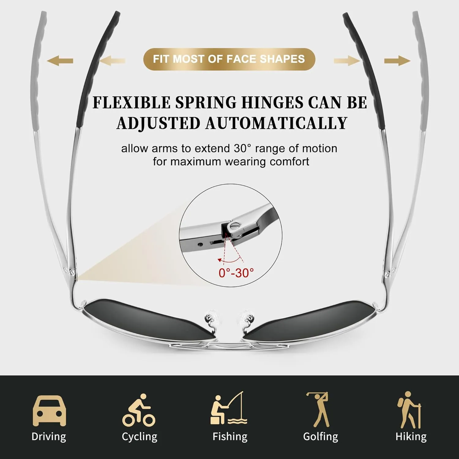 URUMQI Polarized Aviator Sunglasses for Men Women,UV400 Protection Lens, Ultra Lightweight Pilot Sun Glasses for Driving Golf