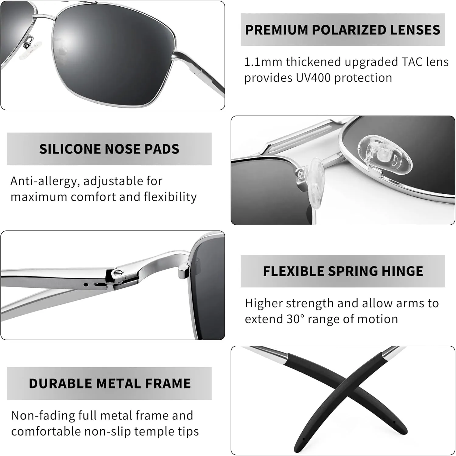 URUMQI Polarized Aviator Sunglasses for Men Women,UV400 Protection Lens, Ultra Lightweight Pilot Sun Glasses for Driving Golf