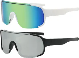 UV400 2 Kids Sports Sunglasses,Kids Baseball Sunglasses for Boys and Girls,Lightweight Cycling Softball Shades for Age 3-8 (Black frame/SILVER lens   White frame/GOLD lens)