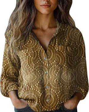 Vintage Boho Tops for Women Floral Print Shirt Casual Long Sleeve Button Up Blouses Long Sleeve Boho Shirts Tops