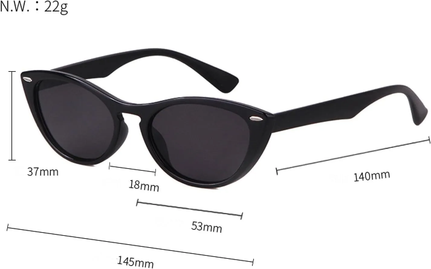 Vintage Cat Eye Sunglasses Women Sunglasses Black Frame Fashion Shades Eyewear Uv400