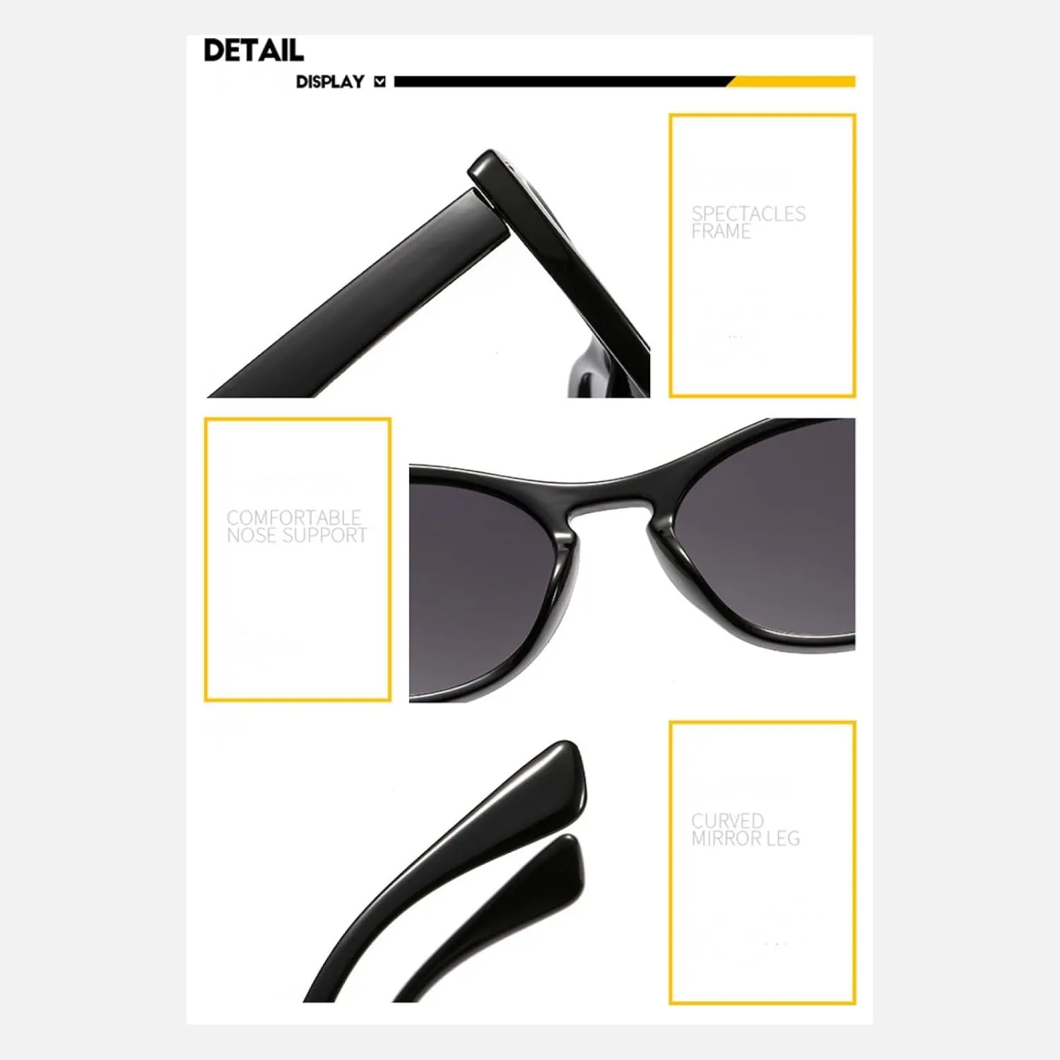 Vintage Cat Eye Sunglasses Women Sunglasses Black Frame Fashion Shades Eyewear Uv400