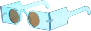 Vintage Punk Round Sunglasses for Women Retro Unique Fashion Wide Legs Uv400