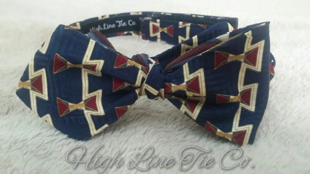 Vintage Reversible100% Silk Self-Tie Bow Tie