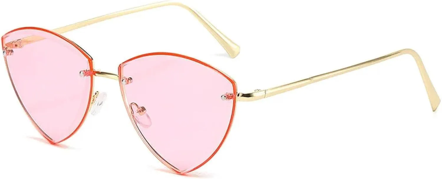 Vintage Rimless Sunglasses for Women Men Luxury Cat Eye Uv400