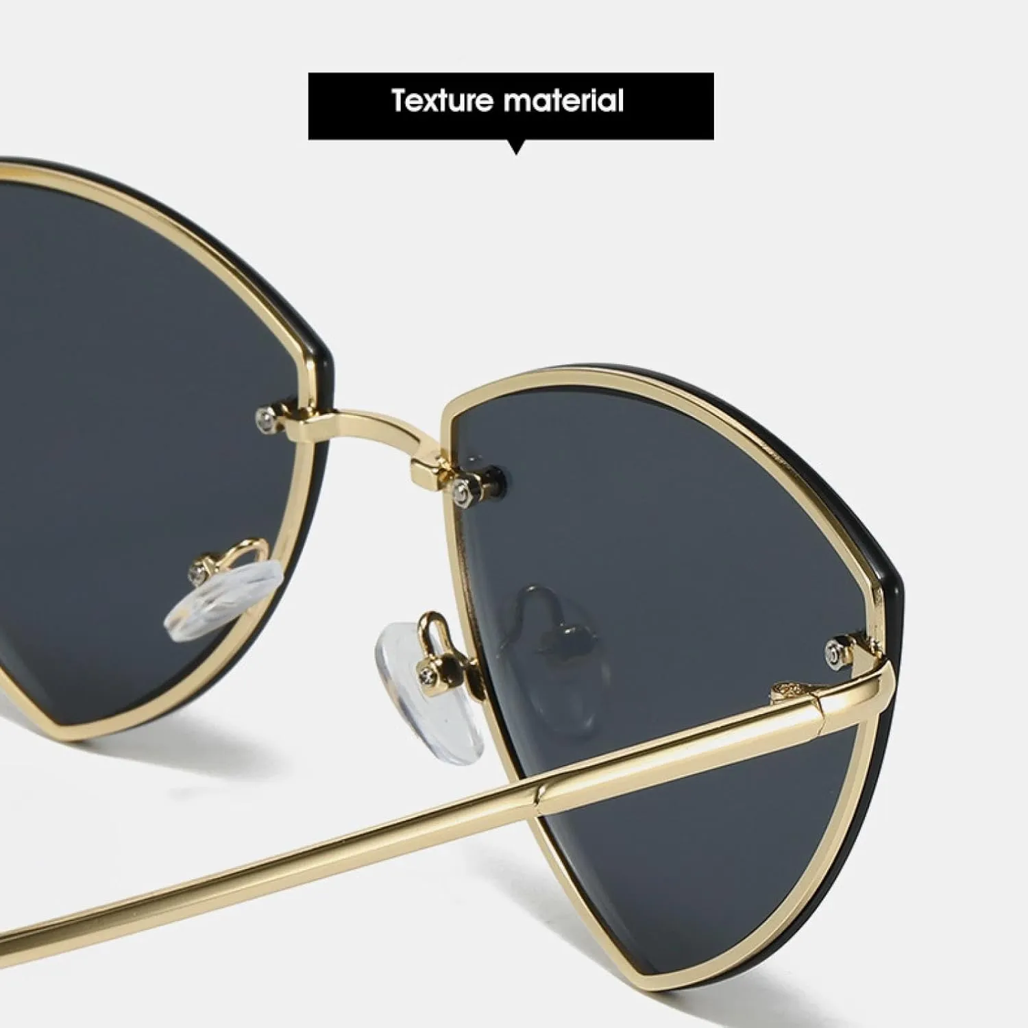 Vintage Rimless Sunglasses for Women Men Luxury Cat Eye Uv400