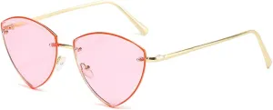 Vintage Rimless Sunglasses for Women Men Luxury Cat Eye Uv400