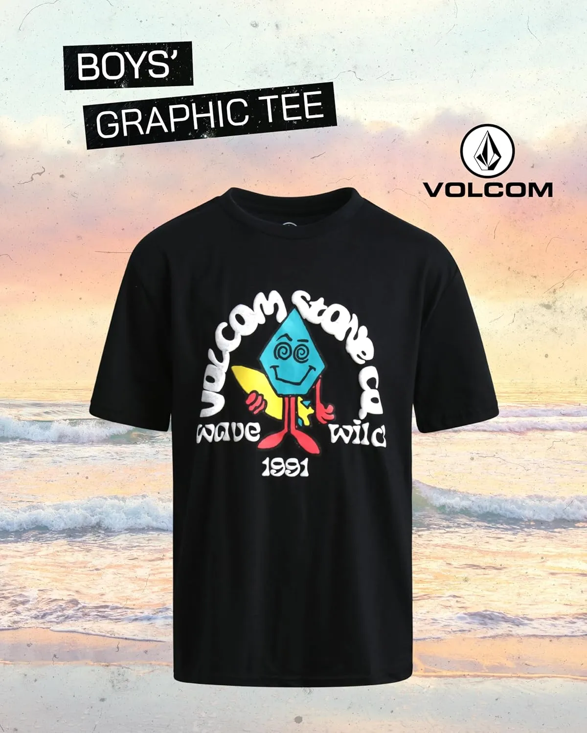 Volcom Boys T Shirt - Cotton Blend Short Sleeve Graphic Tees for Boys - Cool Casual Graphic T Shirts (Sizes: 8-16)