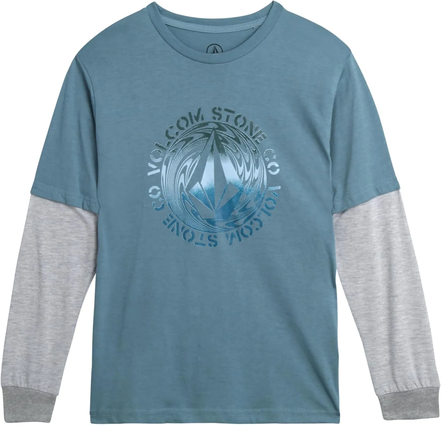 Volcom Boys' Two-Fer Shirt - Pullover Crewneck Long Sleeve Shirt - Stylish Logo Graphic Tee for Boys (Size: 8-20)