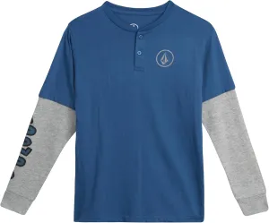 Volcom Boys' Two-Fer Shirt - Pullover Crewneck Long Sleeve Shirt - Stylish Logo Graphic Tee for Boys (Size: 8-20)
