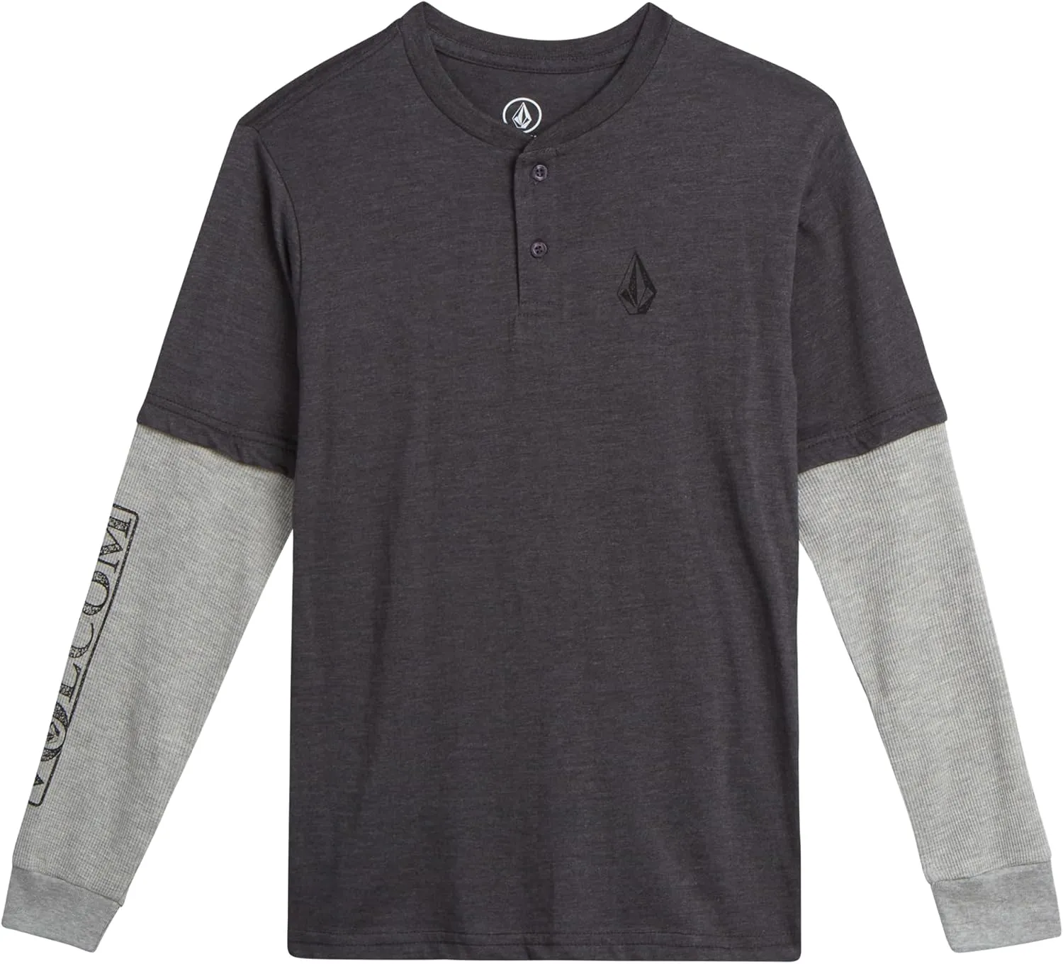 Volcom Boys' Two-Fer Shirt - Pullover Crewneck Long Sleeve Shirt - Stylish Logo Graphic Tee for Boys (Size: 8-20)