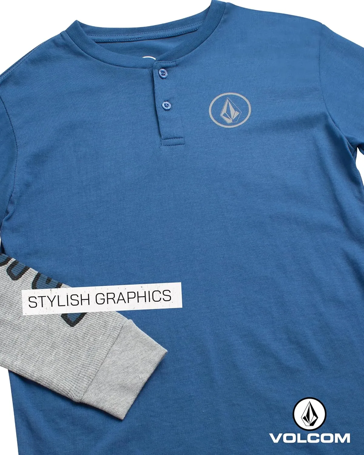 Volcom Boys' Two-Fer Shirt - Pullover Crewneck Long Sleeve Shirt - Stylish Logo Graphic Tee for Boys (Size: 8-20)