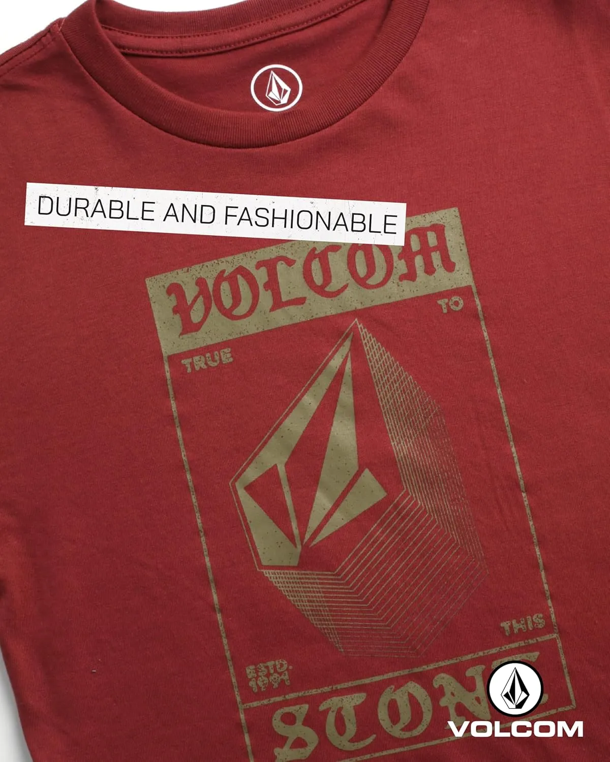 Volcom Boys' Two-Fer Shirt - Pullover Crewneck Long Sleeve Shirt - Stylish Logo Graphic Tee for Boys (Size: 8-20)