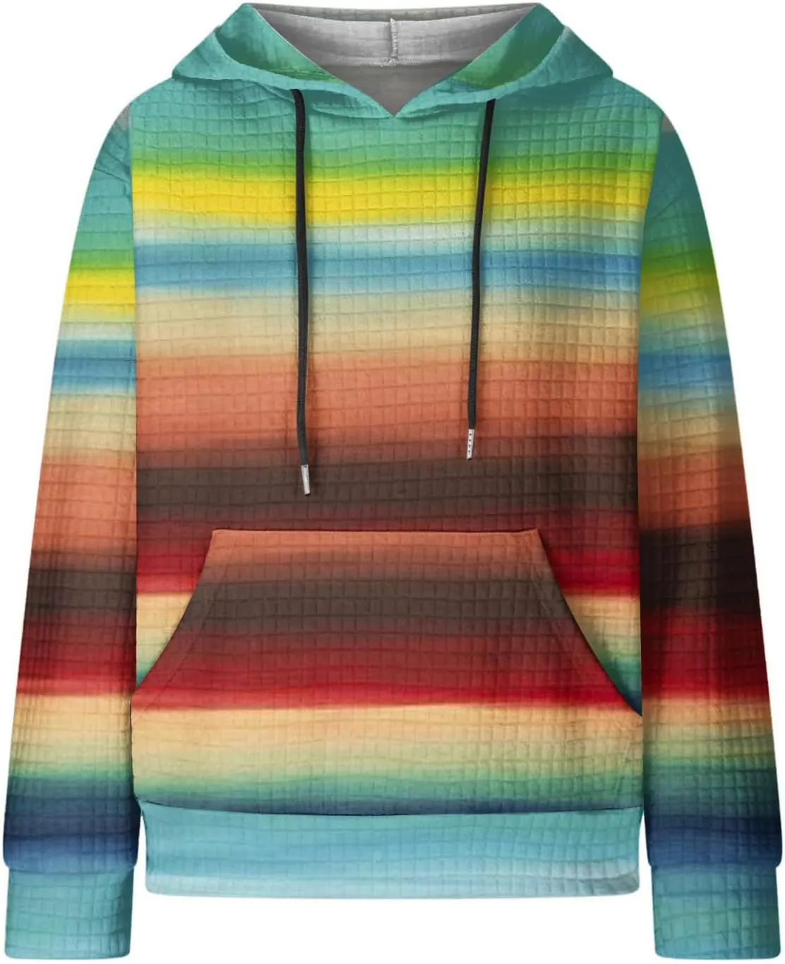 Waffle Knit Hoodies for Women Trendy Oversized Sweatshirts Fall Winter Causal Drawstring Preppy Pullover Sweaters