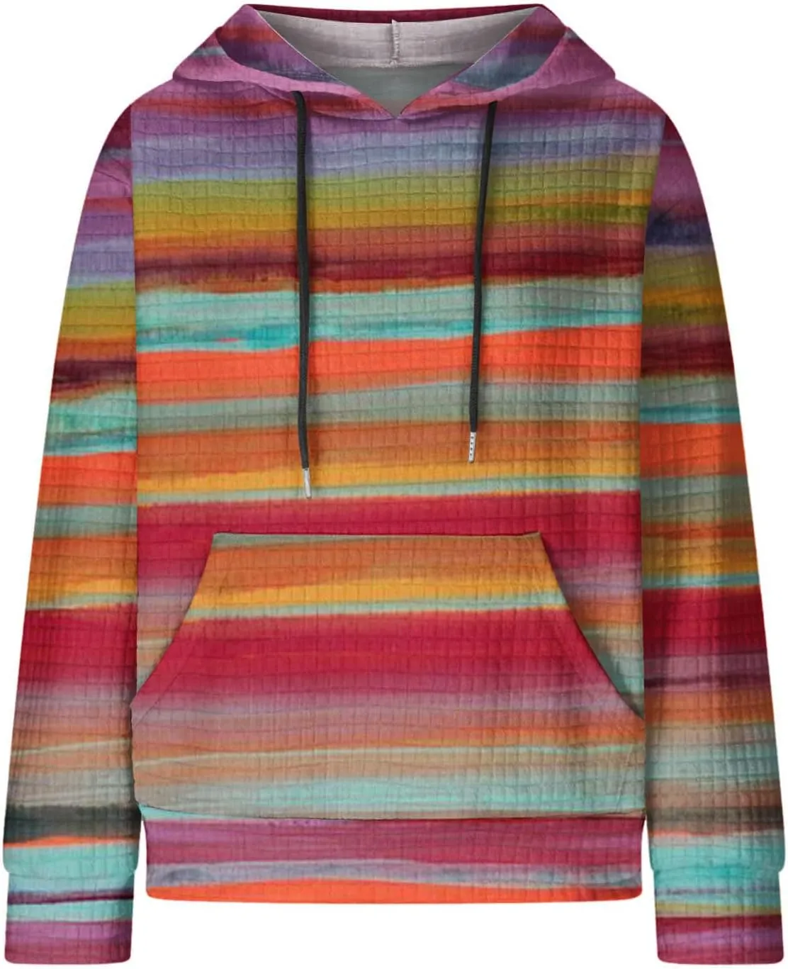 Waffle Knit Hoodies for Women Trendy Oversized Sweatshirts Fall Winter Causal Drawstring Preppy Pullover Sweaters