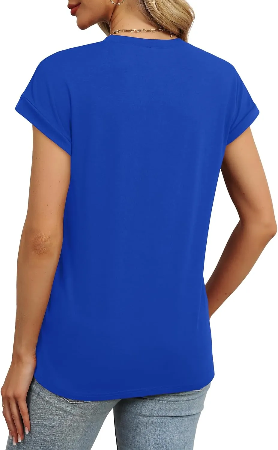 WEESO Womens Summer Tops Trendy 2025 Cap Sleeve T Shirts Crew Neck Pleated Front Clothes Fashion