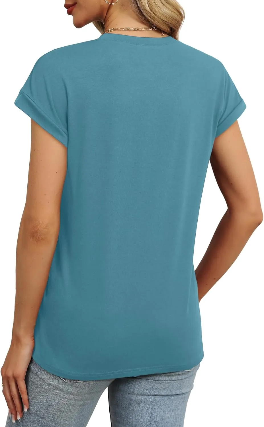 WEESO Womens Summer Tops Trendy 2025 Cap Sleeve T Shirts Crew Neck Pleated Front Clothes Fashion