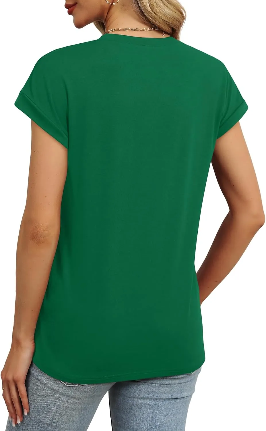 WEESO Womens Summer Tops Trendy 2025 Cap Sleeve T Shirts Crew Neck Pleated Front Clothes Fashion