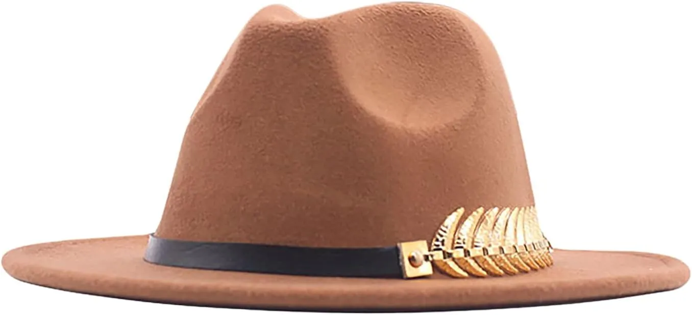 Wide Brim Fedora Hats for Men Women Panama Rancher Hat Classic British Style Ladies Fedora Jazz Hat