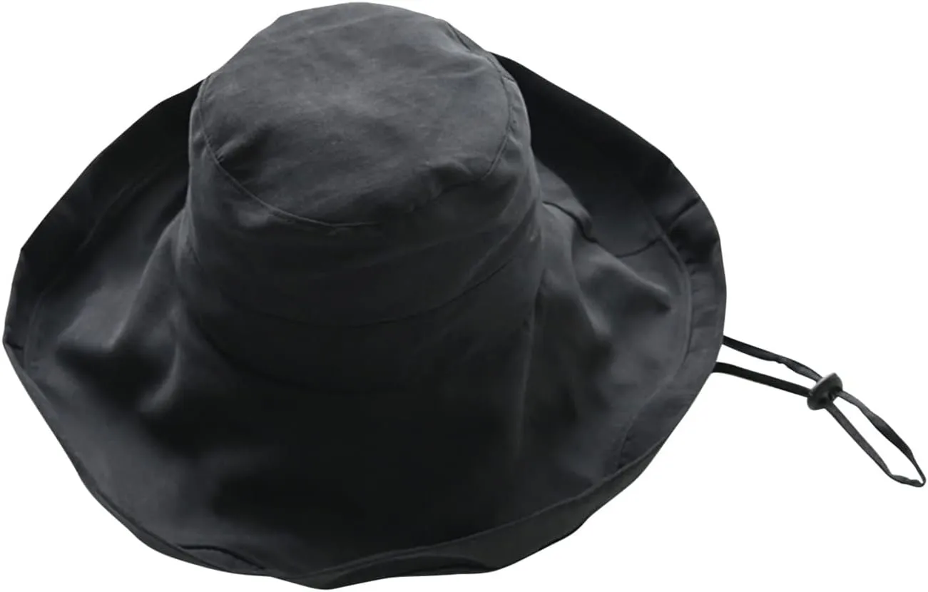 Wide Brim Sun Hats Women Cotton Floppy Roll-Up Bucket Hat Packable Summer Beach Hat UV Protection Travel Accessories