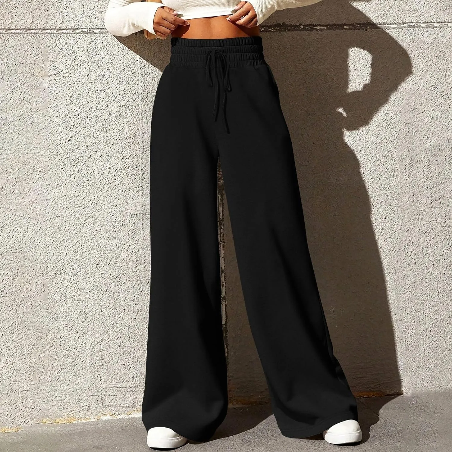 Wide Leg Sweatpants Women Baggy Drawstring High Waisted Lounge Pants Oversized Casual Soft Joggers with Pockets