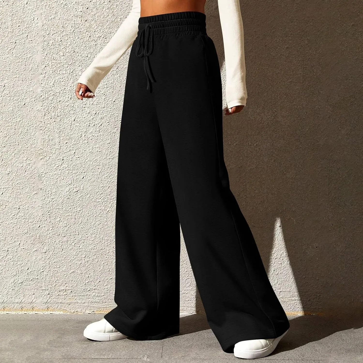 Wide Leg Sweatpants Women Baggy Drawstring High Waisted Lounge Pants Oversized Casual Soft Joggers with Pockets