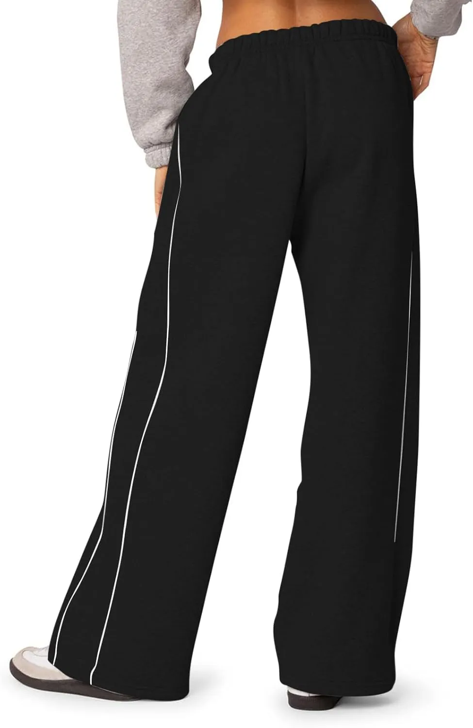 Wide Leg Sweatpants Women Casual Comfy Elastic Low Rise Lounge Pants with Pockets Baggy Fleece Cotton Joggers
