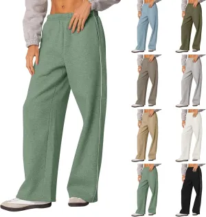 Wide Leg Sweatpants Women Casual Comfy Elastic Low Rise Lounge Pants with Pockets Baggy Fleece Cotton Joggers