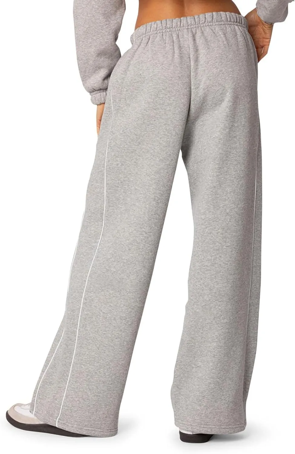 Wide Leg Sweatpants Women Casual Comfy Elastic Low Rise Lounge Pants with Pockets Baggy Fleece Cotton Joggers