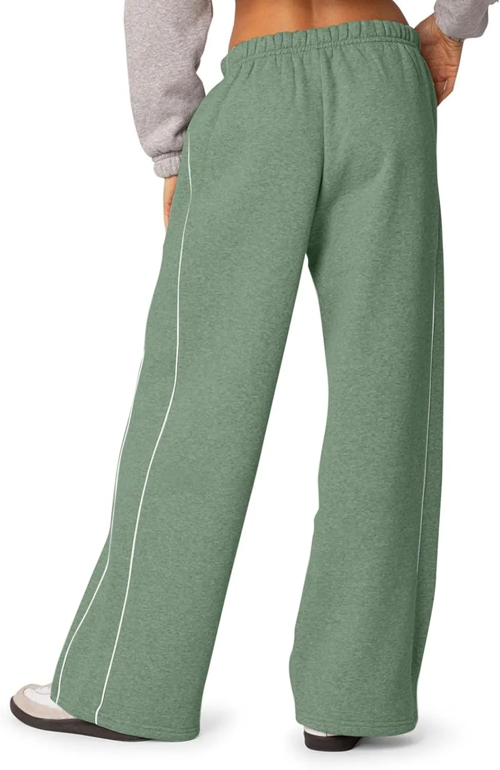Wide Leg Sweatpants Women Casual Comfy Elastic Low Rise Lounge Pants with Pockets Baggy Fleece Cotton Joggers