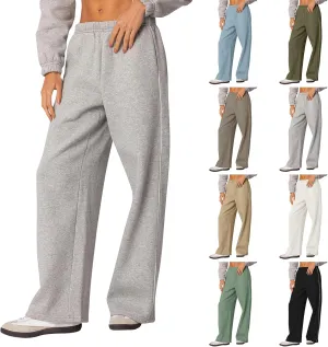 Wide Leg Sweatpants Women Casual Comfy Elastic Low Rise Lounge Pants with Pockets Baggy Fleece Cotton Joggers
